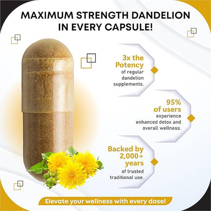 Dandelion with Milk Thistle, Artichoke, Vitamin C & Black Pepper – Supports Liver Health & Digestive Aid -150 Capsules- Made in The USA