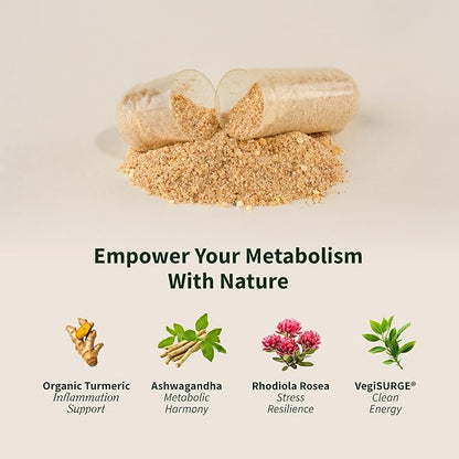 Metabolism and Natural Energy Supplements for Fatigue, Stress Relief, Energy Booster & Better Mood, Energy Pills for Women & Men, Ginger, Turmeric, Rhodiola Rosea, 60 Capsules