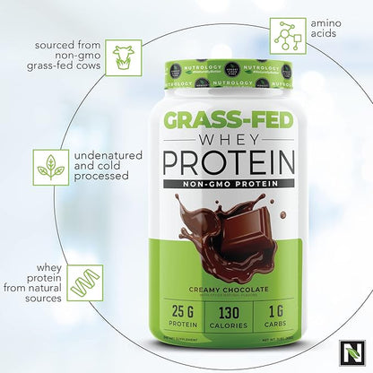 Nutrology Greens & Fruits Powder-Naturally Sourced Superfood, Vanilla Cinnamon (30 Servings) Grass Fed Whey Protein Powder, Creamy Chocolate Flavor (28 Servings)