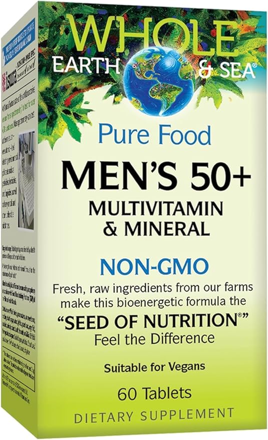 Natural Factors, Men's 50+ Multivitamin & Mineral, 1 Serving Contains Nutrition Equivalent to ½ lb of Veggies, 60 Count (Pack of 1)