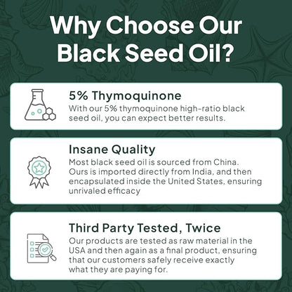 Better Organic Black Seed Oil Cold Pressed - Pure Nigella Sativa Oil for Immune Support - 5% Thymoquinone - Support Memory, Vitality, and Cellular Health