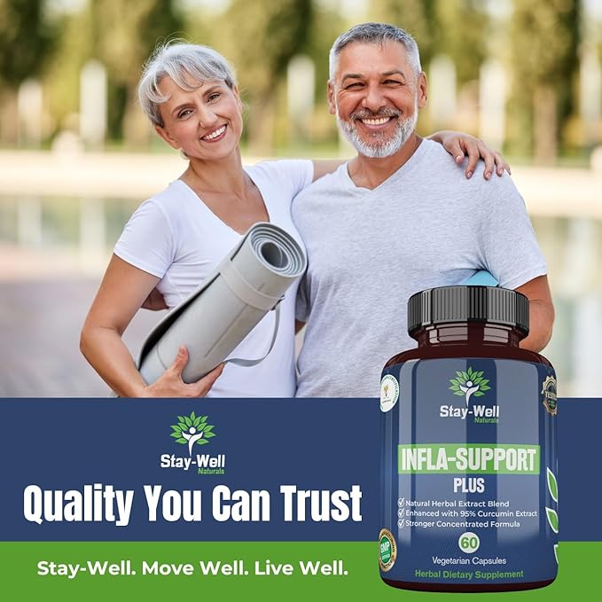 Infla-Support Plus- 750mg Herbal Supplement Blend with Curcumin and Ashwagadha Extract, Shatavari, Kavach, Fenugreek, Pippali, Guduchi, Shilajit, Goshura and Sunthi 60ct