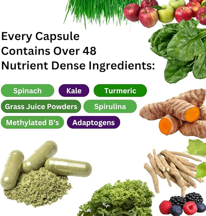 Paradise Herbs Earth's Blend Women's Once Daily Multivitamin with Iron, 48 Organic Superfoods, Probiotics, Antioxidants, Vitamins A, B12, C, D, K2, 60 Capsules