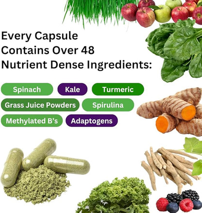 Paradise Herbs Earth's Blend Women's Once Daily Multivitamin with Iron, 48 Organic Superfoods, Probiotics, Antioxidants, Vitamins A, B12, C, D, K2, 60 Capsules