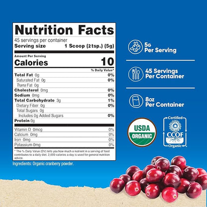 Nutricost Organic Cranberry Powder, 8 oz, 5G per Serving - Non-GMO, Gluten-Free