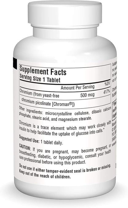 Source Naturals Ultra Chromium Picolinate 500 mcg Yeast-Free Dietary Supplement - 60 Tablets