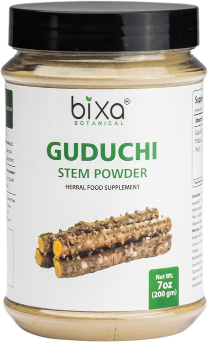 bixa BOTANICAL Guduchi Powder | Giloy | Tinospora Cordifolia | 200 Grams / 7 OZ | Ayurvedic Herbal Supplement for Immunity Support | Gluten Free, Non-GMO, Steam Treated, Vegan, 100% Pure.