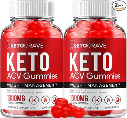 (2 Pack) Crave Keto ACV Gummies - Advanced Formula Crave Keto Plus ACV Weight Management Gummies Apple Cider Vinegar Crave ACV Gummies Dietary Supplement Reviews Men Women (120 Gummies)