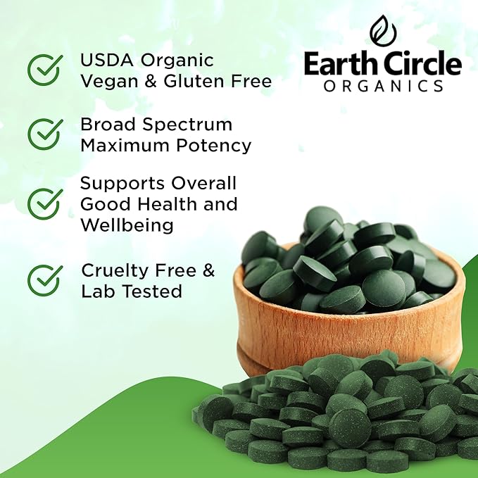 Premium Organic CHLORELLA /SPIRULINA 1000 Tablets (50/50) Kosher, Vegan - Green Algae Superfood, Cracked Cell Wall, Chlorophyll, High in Protein & Iron, no additives, or fillers 8.75 Oz (3 Pack)