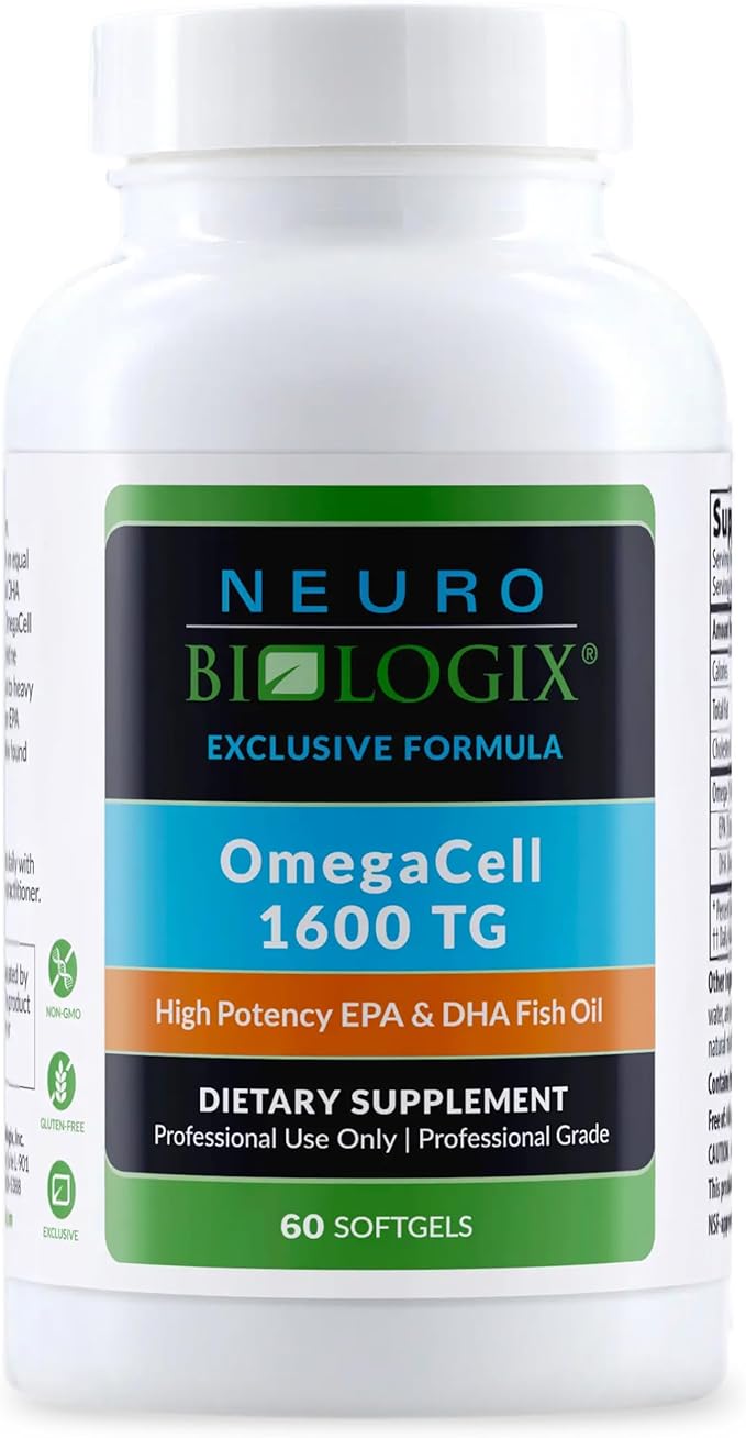 OmegaCell 1600 TG - High-Potency Omega 3 Supplement with 1:1 EPA & DHA Ratio - Premium, Sustainably Sourced Fish Oil from Norwegian Waters - Non-GMO & Gluten-Free Fish Oil Supplement - 60 Soft Gels