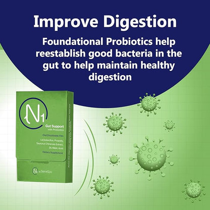 M PAIN MANAGEMENT TECHNOLOGIES Gut Support with Probiotics Oral Dissolvable Film N1 by NerveSpa – Improve Digestion, Foundational Probiotics, Improve Nutrient Absorption, 10 Films/Box