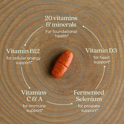 New Chapter Men's Multivitamin 50 Plus for Brain, Heart, Digestive, Prostate & Immune Support with 20+ Nutrients + Astaxanthin - Every Man's One Daily 55+, Gentle on The Stomach - 48 ct