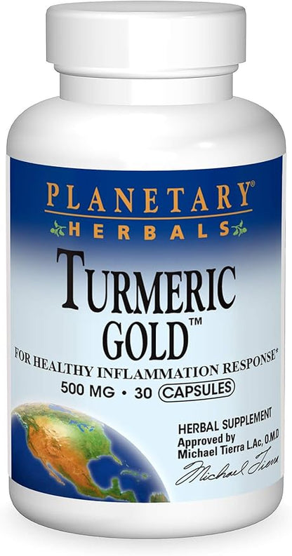 Planetary Herbals Turmeric Gold 500mg, for Healthy Inflammation Response, 30 Capsules