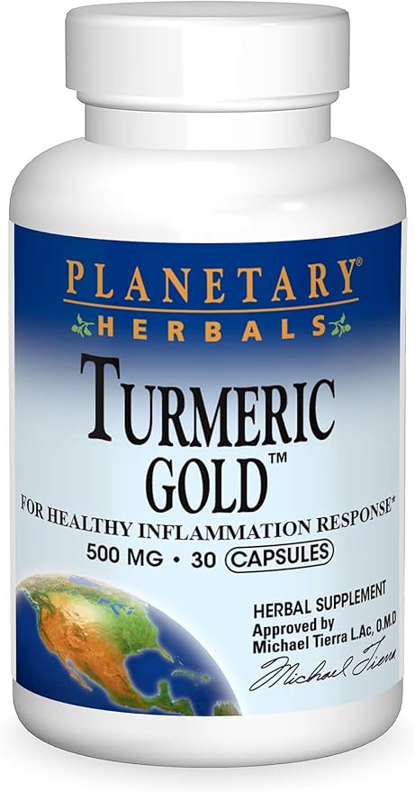 Planetary Herbals Turmeric Gold 500mg, for Healthy Inflammation Response, 30 Capsules