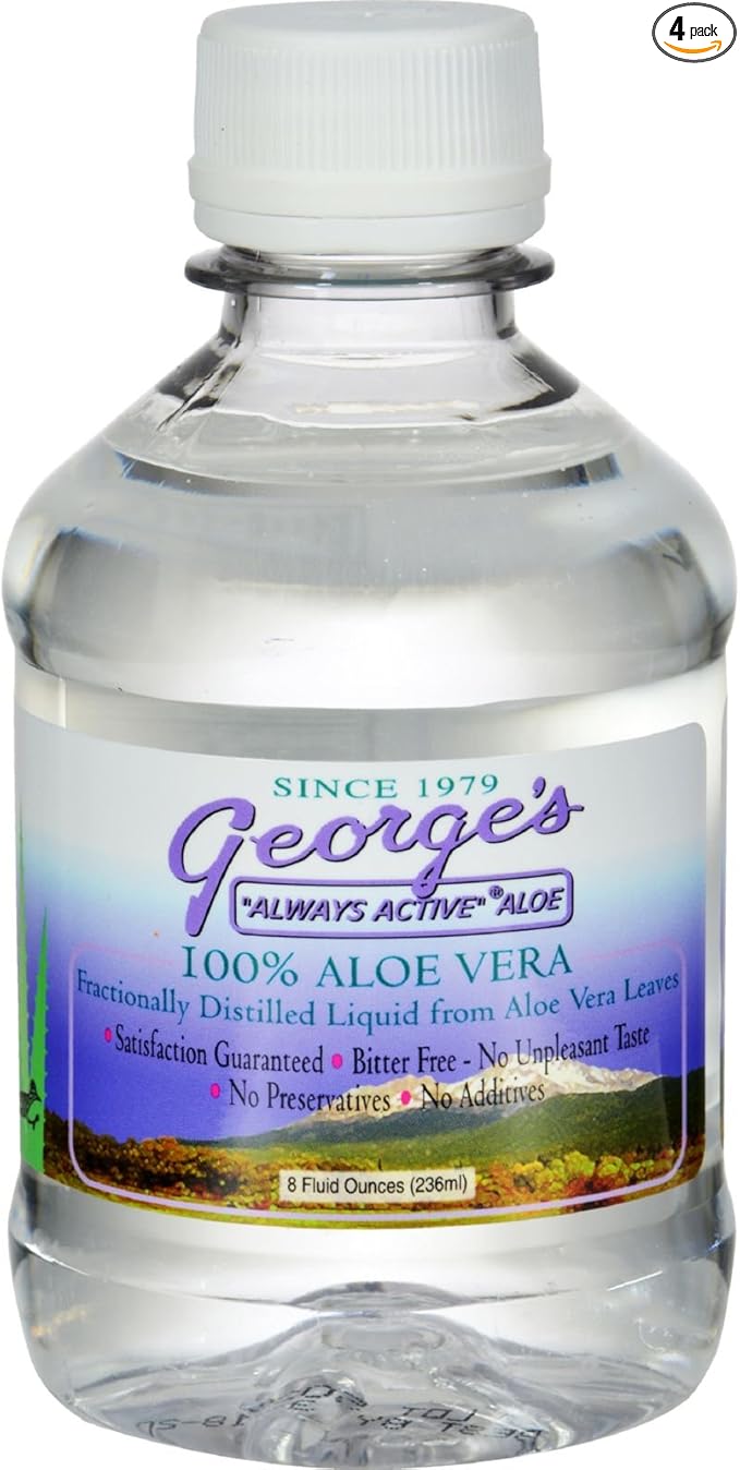 Georges Aloe Vera - 100 Percent Aloe Vera - Preservative Free - 8 fl oz (Pack of 4)