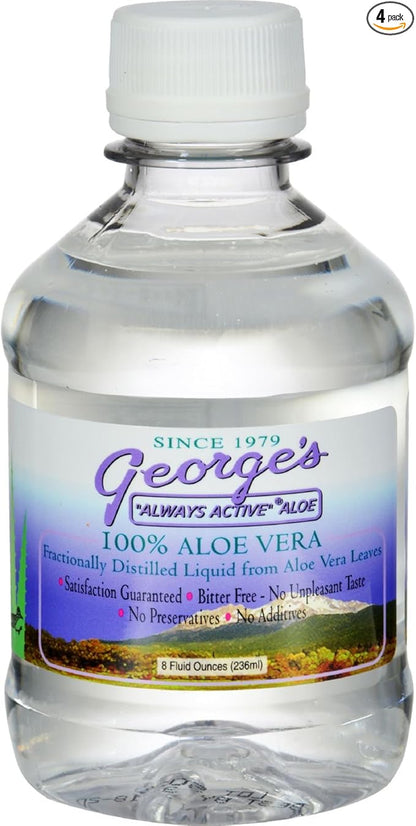 Georges Aloe Vera - 100 Percent Aloe Vera - Preservative Free - 8 fl oz (Pack of 4)