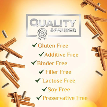 Organic Ceylon Cinnamon Capsules 1800mg - Pure Ceylon Cinnamon Supplements, 1800 mg Certified Organic Powder, Bottled in USA, Non-GMO Gluten Free Sugar Free, Antioxidant Pills Supplement, 60 Capsules