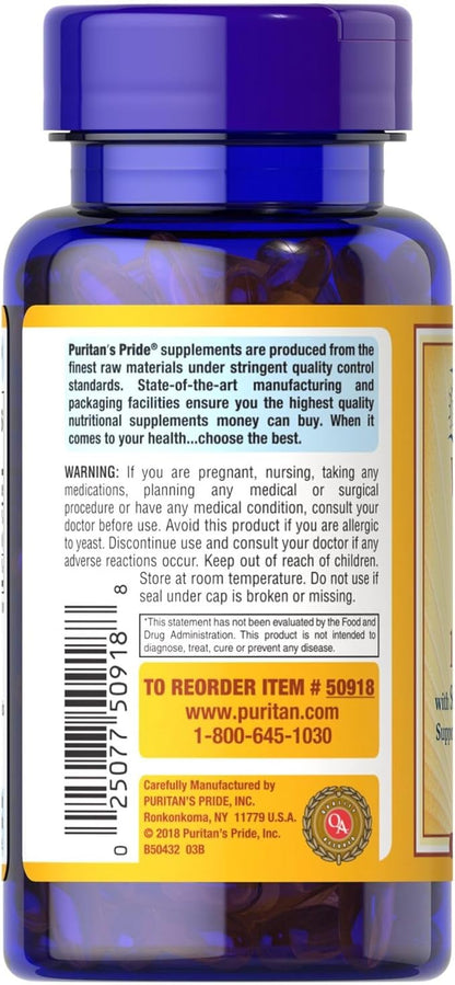 Puritan's Pride Vitamin E 184mg (400 IU) with Selenium 50mcg, Vitamin Supplement For Immune System and Antioxidant Health Support, 3 Month Supply, 100 Rapid Release Softgels