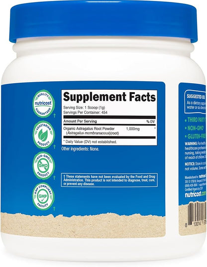 Nutricost Organic Astragalus Root Powder 1LB - Gluten Free, Non-GMO, Vegetarian