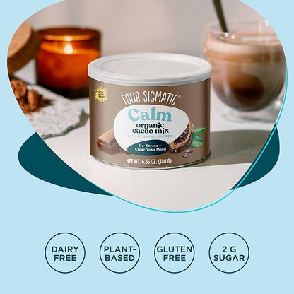 Four Sigmatic Mushroom Hot Cacao Mix with Reishi | Organic Reishi Mushroom with Cacao Powder | Stress Relief & Sleep Support | Vegan, Gluten-Free & Dairy-Free | 30 Serving Can