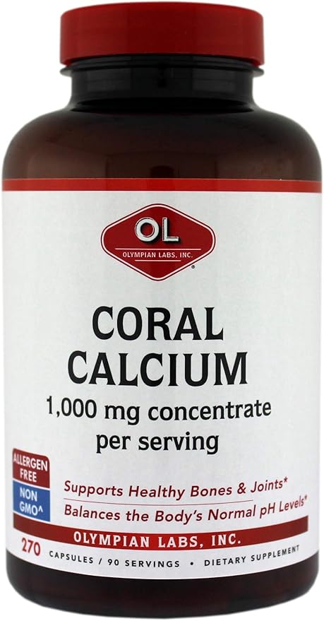Olympian Labs Coral Calcium | 1g Per Serving | 1000 mg | 270 Capsules Supporting Healthy Bones and Joints