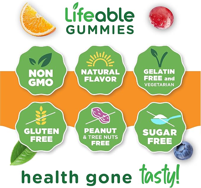 Lifeable Sugar Free Vitamin D 5000 IU - Great Tasting Natural Flavor Gummy Supplement - Gluten Free Vegetarian GMO-Free Chewable - for Immune Support and Bone Health - for Adults - 90 Gummies