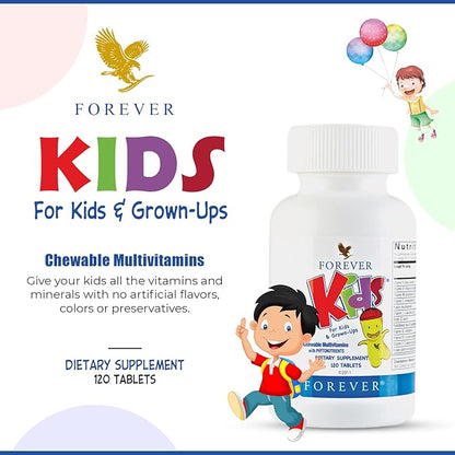 Forever Living - Kids Chewable Multivitamin - Grape Flavor for Healthy Growth and Development - No Artificial Flavors - 120 Tablets (Pack of 2)
