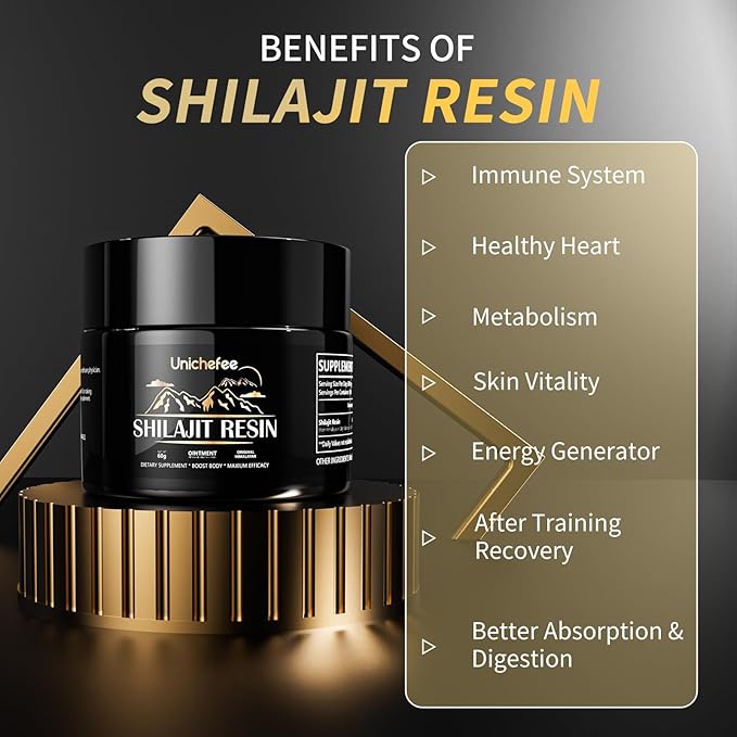 Shilajit Resin for Men and Women, Pure Himalayan Organic 100% Shilajit Natural Resin Mineral Holistic Health Supplements with 85+ Trace Minerals & Fulvic Acid for Energy -60g