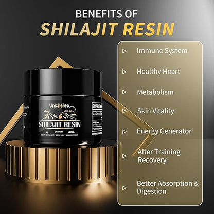 Shilajit Resin for Men and Women, Pure Himalayan Organic 100% Shilajit Natural Resin Mineral Holistic Health Supplements with 85+ Trace Minerals & Fulvic Acid for Energy -60g