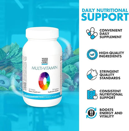 Yes You Can! Daily Multivitamins for Men and Women - Helps Assist Overall Health & Well-Being, Contains Antioxidants, Rich in Vitamin A, B, C & E - Daily Vitamins - 30 Tablets - 2 Pack