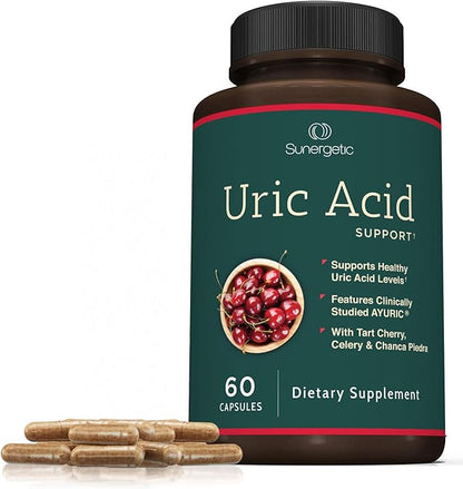 Sunergetic Premium Uric Acid Support Supplement – Uric Acid Cleanse & Kidney Support – Includes Tart Cherry, Chanca Piedra, Celery Extract & Turmeric - 60 Capsules