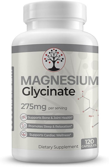 Magnesium Glycinate - High Absorption Magnesium Supplement for Sleep, Relaxation - Chelated - Gluten Free - 120 Vegan Capsules