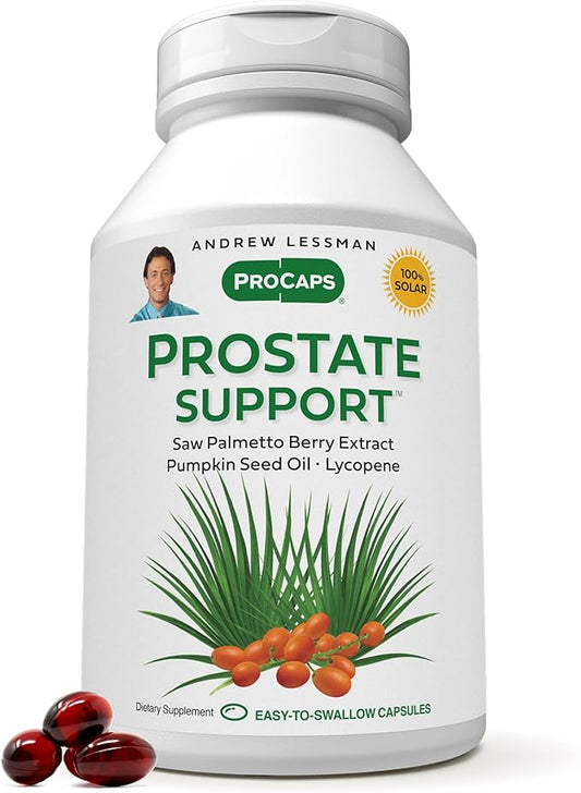 ANDREW LESSMAN Prostate Support Supplement for Men's Health, 180 Softgels, No Additives - Saw Palmetto for Men, Pumpkin Seed Oil, Lycopene, Omega-3 for Prostate Health, Urinary, Bladder Function