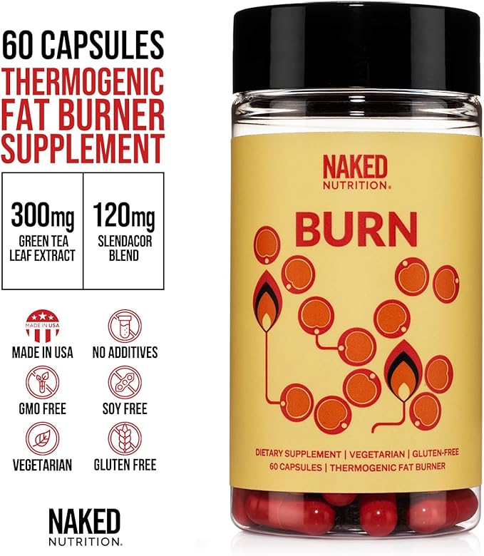 NAKED Metabolism Booster & Thermogenic Fat Burner for Men & Women - Weight Loss Pills for Women - Belly Fat Burner with Gold Standard Clinical Trial - Appetite Suppressant for Weight Loss for Women
