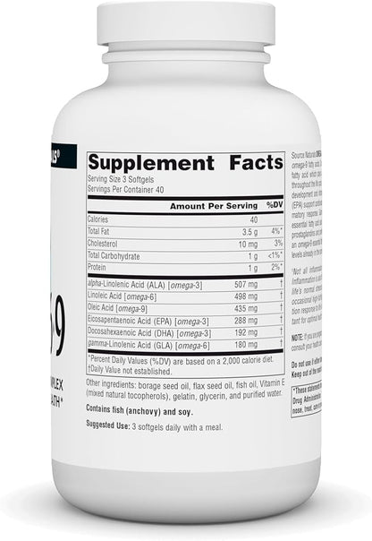 Source Naturals Omega 3-6-9, Essential Fatty Acid Complex for Heart and Brain Health* - 120 Softgels