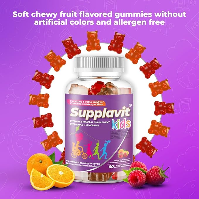 Kids Vitamins and Supplements, No Artificial Coloring, Allergen-Free for Healthy and Strong Children, Natural Fruit Flavors, Healthy and Delicious, (240 Gummies)
