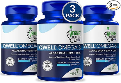 3-Pack - Omega 3 Better Than Fish Oil Supplements - Vegan - Omega 3 Fatty Acids Vegan DHA, DPA, EPA - Plant Based Algae - Heart, Brain, Joint, Prenatal, Immune System Support