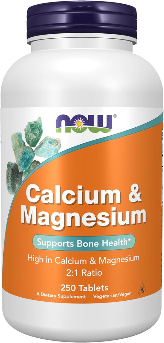 NOW Foods Supplements, Calcium & Magnesium 2:1 Ratio, High Potency, Supports Bone Health*, 250 Tablets