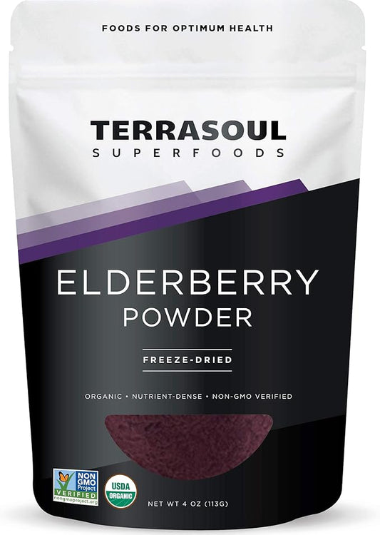 Terrasoul Superfoods Organic Elderberry Powder, 4 Oz - Freeze-Dried