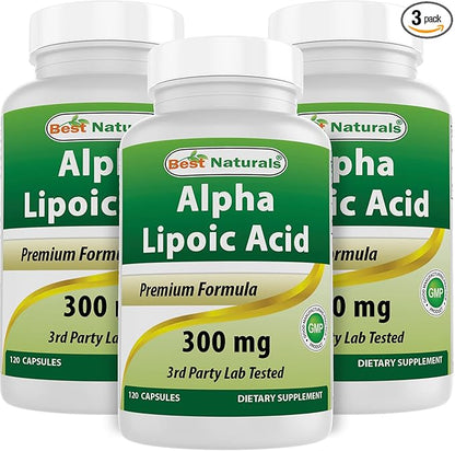 Best Naturals Alpha Lipoic Acid 300 mg 120 Capsules (120 Count (Pack of 3))