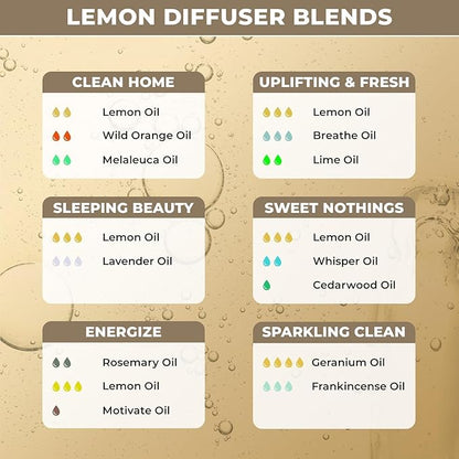 100% Plant Based Lemon Essential Oil - Organic Lemon Oil for Skin, Diffuser & Cleaning | Natural Hair Care & Skin Care | Reduce Acne & Brightens Skin