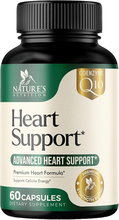 Heart Supplements for Men & Women 1650mg - Antioxidants for Heart Health Support with CoQ10, Hawthorn, Plant Sterol & More Vitamins to Support Nitric Oxide & Energy Production, Non-GMO - 60 Capsules