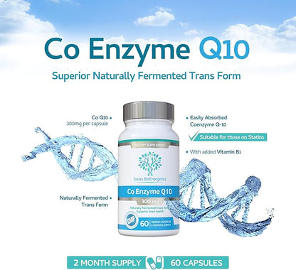 Co Enzyme Q10 CoQ10 300mg 60 Capsules - Superior Naturally Fermented Trans Form