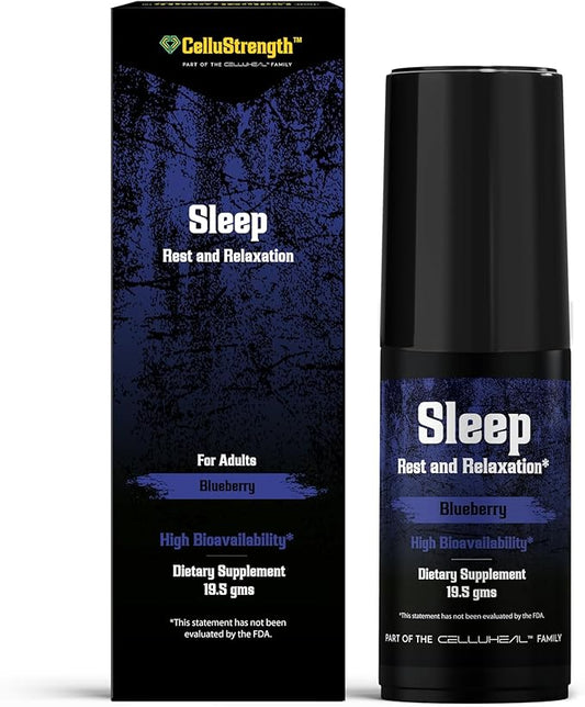 CelluStrength Sleep Spray - Blueberry Flavor, 30 Servings | Natural Support for Rest & Relaxation with GABA, Melatonin | High Bioavailability