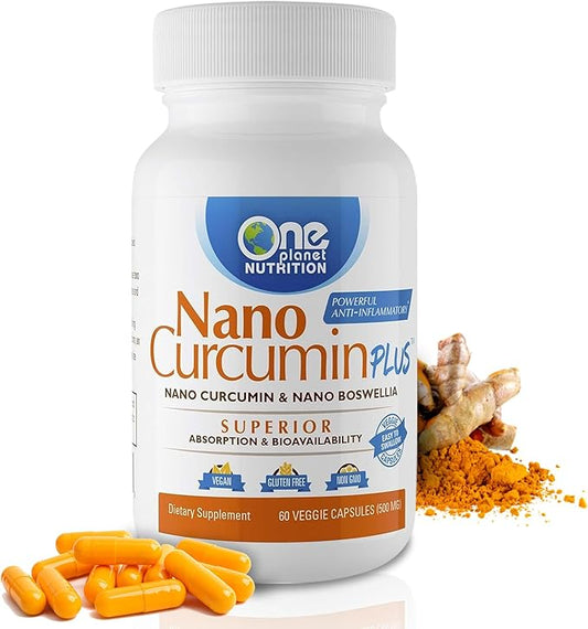 Nano Curcumin Plus 500 mg Veggie Capsules (60 Servings), Nano Curcumin with Boswellia for Superior Absorption, Supports Joint & Immune Health, Non-GMO, Vegan, Gluten-Free