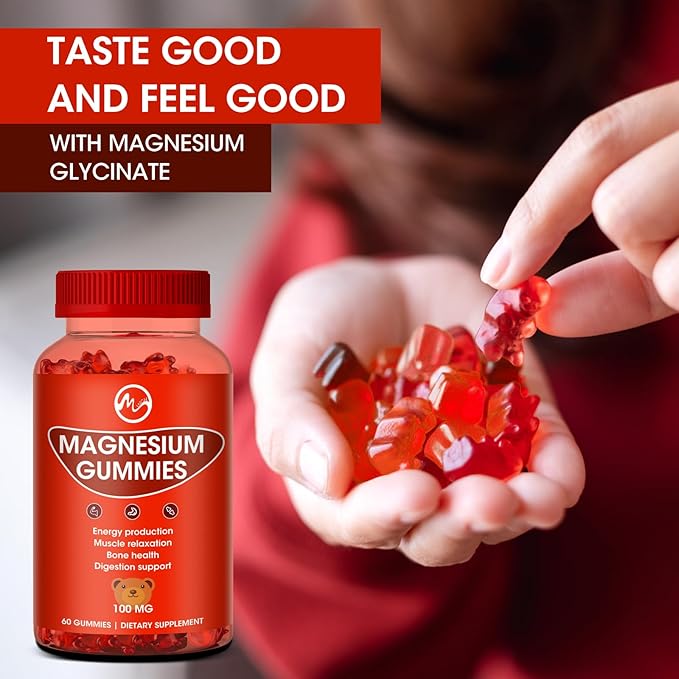 Magnesium Gummies 600mg High Strength - Fruity Flavors Gummy Bear, Healthy Mineral Supplements Promotes Muscle, Energy & Digestion