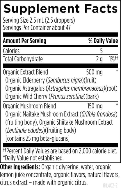 Designs for Health Elderberry Syrup with Wild Cherry Bark - Organic ImmunoBerry Liquid - Astragalus, Shiitake + Maitake Mushroom - Immune Support Supplement for Adults + Kids (118 Servings / 4oz)