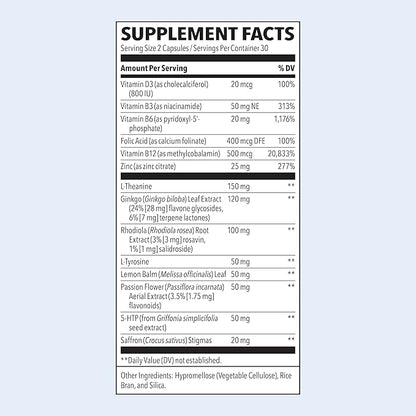 LifeSeasons - Mood Stabili-T - Positive Mood Booster - Enhanced Calmness and Happiness - Relaxed and Balanced Mind - Contains Rhodiola, Ginkgo Biloba, and Vitamin D3 - (60 Capsules)