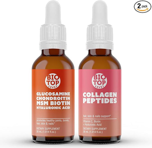 Best Combination (Bundle) for The Good Health of Joints, Bones, Muscles, Hair, Skin and Nails - Glucosamine, Chondroitin, Collagen, Biotin, Hyaluronic Acid, MSM and Vitamin C