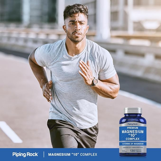 Piping Rock Magnesium 10 in One Complex | 130 Capsules | Supplement for Men and Women | Vegetarian, Non-GMO, Gluten Free